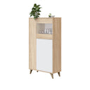 Vetrina soggiorno con 3 ante, 142x77x33 cm, bianco Artik e rovere
