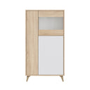 Vetrina soggiorno con 3 ante, 142x77x33 cm, bianco Artik e rovere