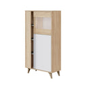 Vetrina soggiorno con 3 ante, 142x77x33 cm, bianco Artik e rovere