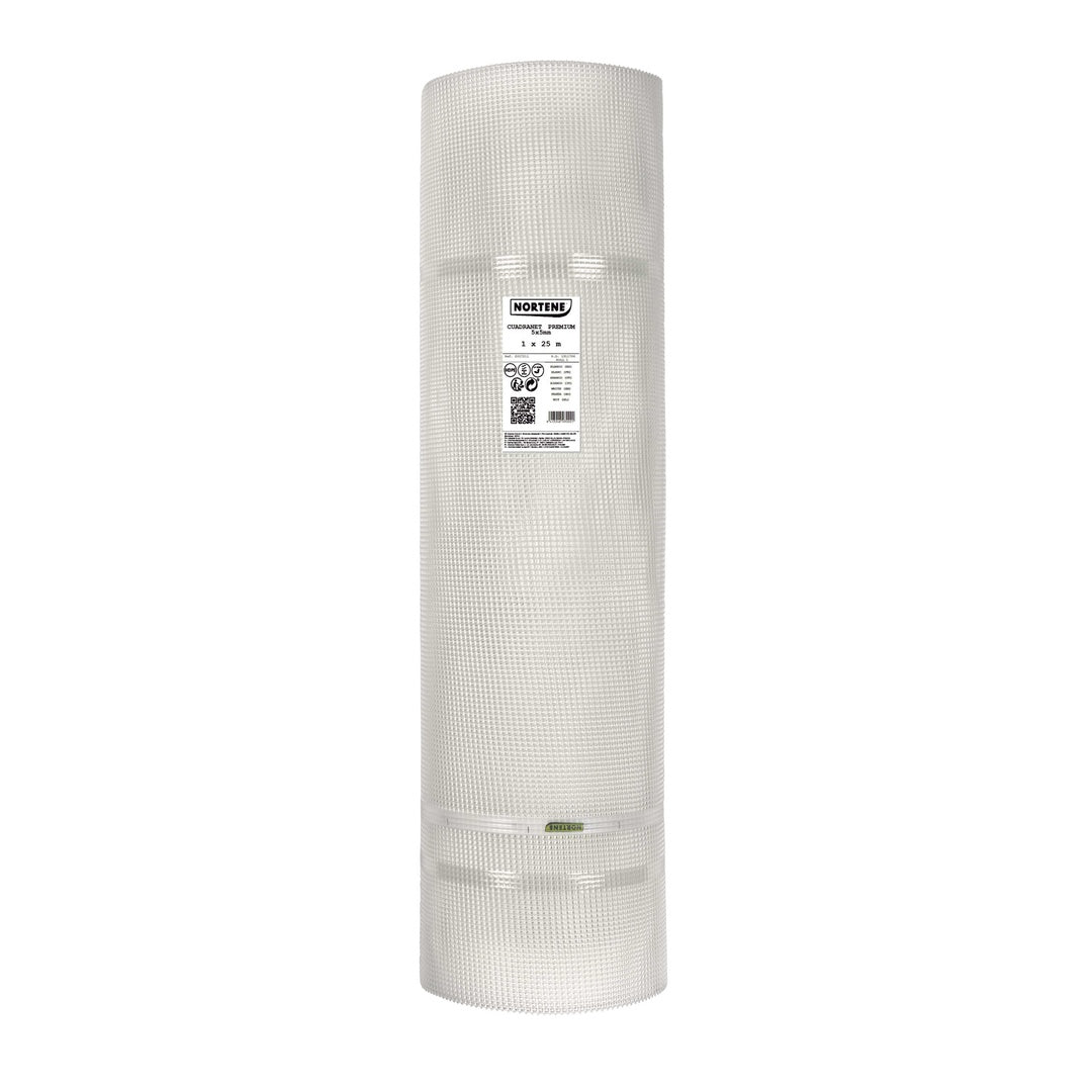 Rete in plastica quadrata Premium 5 mm 1x25 m bianca nortene