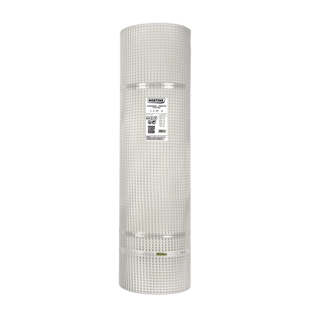 Malla plastica cuadrada premium 10 mm 1x25 m blanco nortene