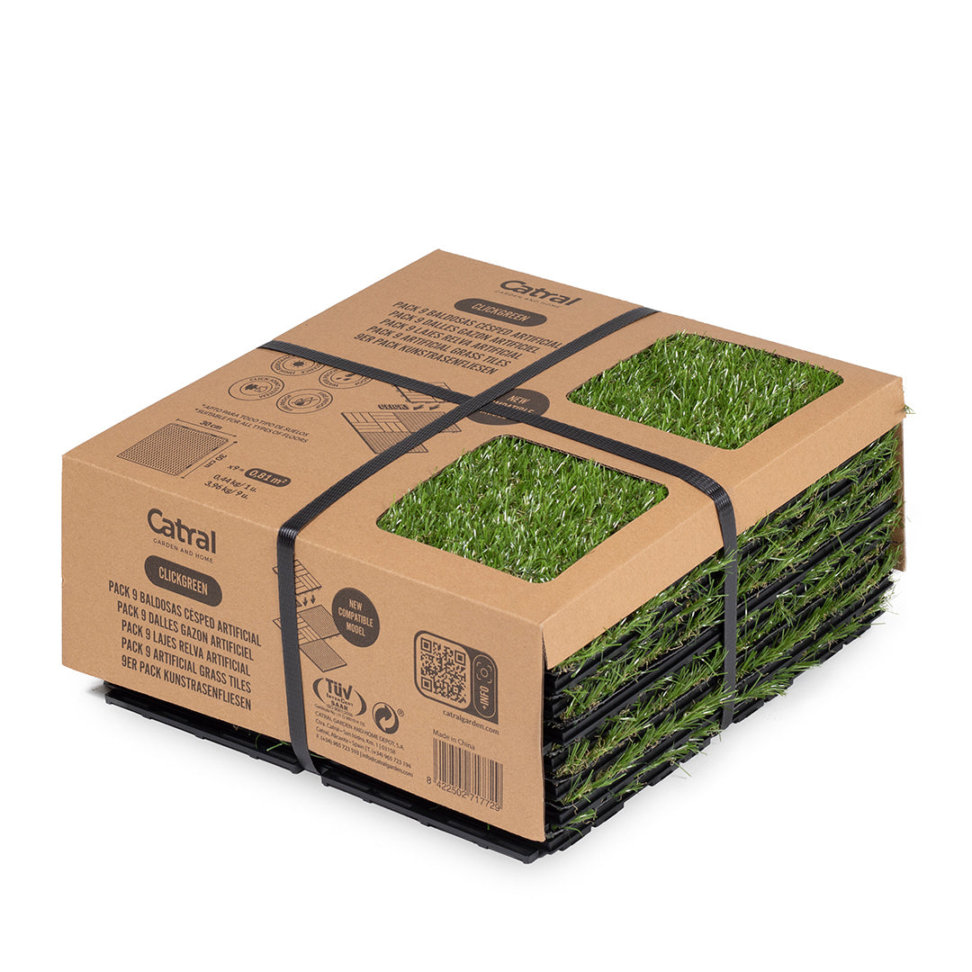 PACK 9 BALDOSAS CÉSPED ARTIFICIAL CLICKGREEN 30X30 CM