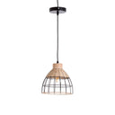 Lampada a sospensione da soffitto Fei in metallo e rattan nero 22x21 cm