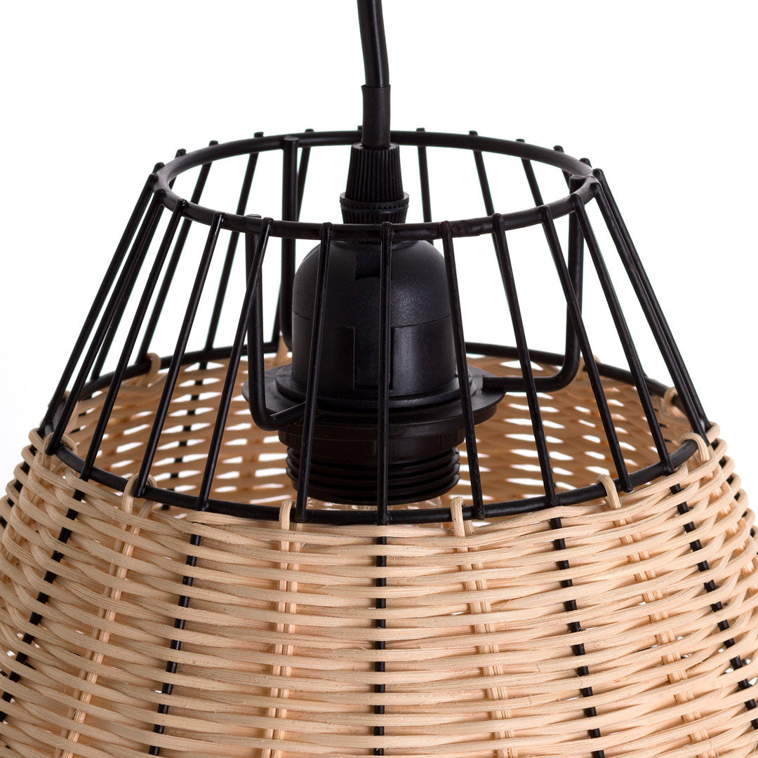 LAMPARA COLGANTE SHARPEY METAL-RATTAN NEGRO 31X20 CM
