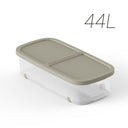 Contenitore portaoggetti da 44 litri color beige, leggero, robusto e versatile, ideale per vestiti, giocattoli e articoli per la casa.