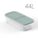 Caja de almacenamiento de 44 litros con tapadera en color verde menta, resistente y funcional, ideal para ropa, libros y accesorios.