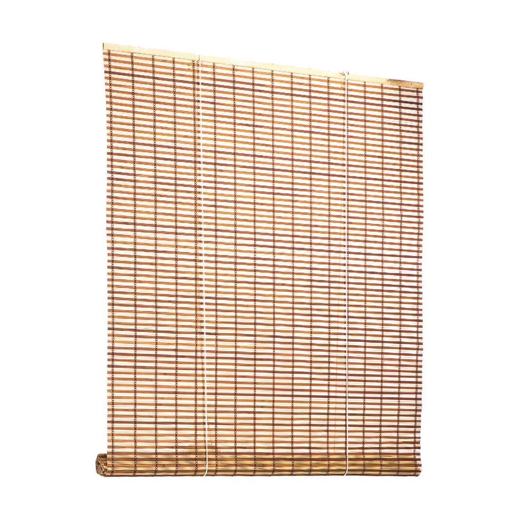Estor Bombai en tonos marrón oscuro y caña para decoración de interiores, varias medidas disponibles.