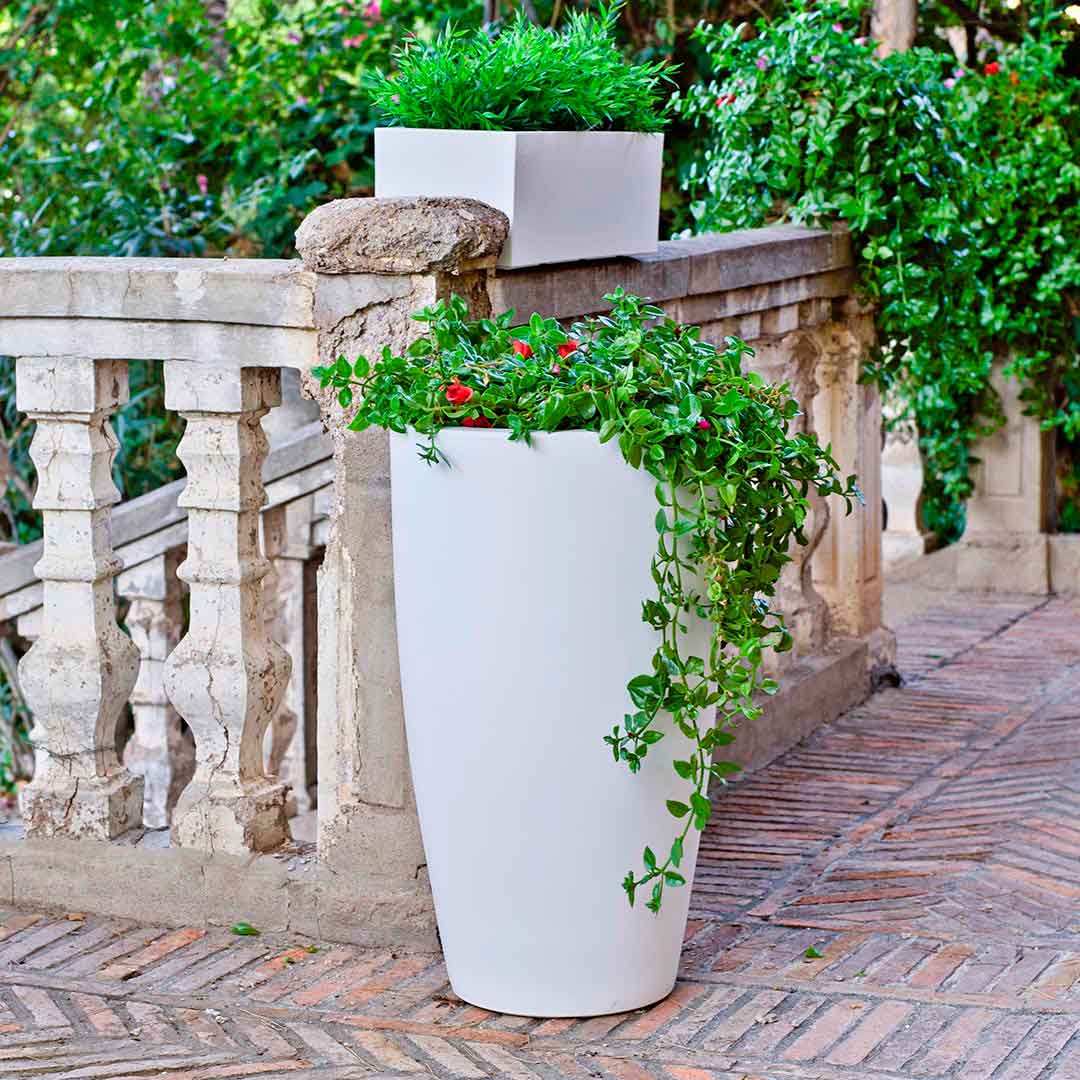 Fioriera cilindrica in bambù 70 Ø40X70 CM Bianco