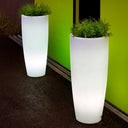 Fioriera cilindrica con luce LED e cavo in bambù, 90 Ø40X90 cm