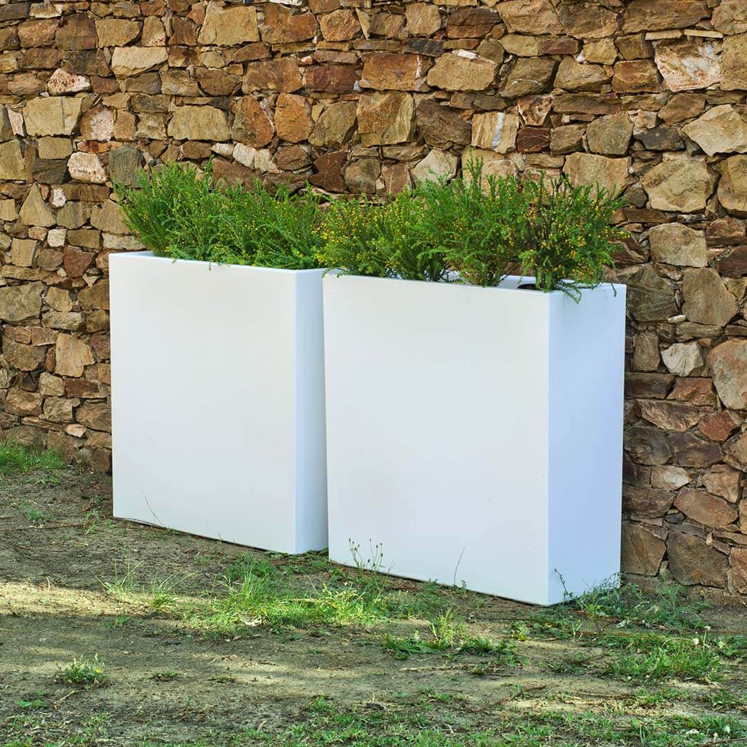 FIORIERA RETTANGOLARE IN CANNA 80 80X32X80 CM BIANCA