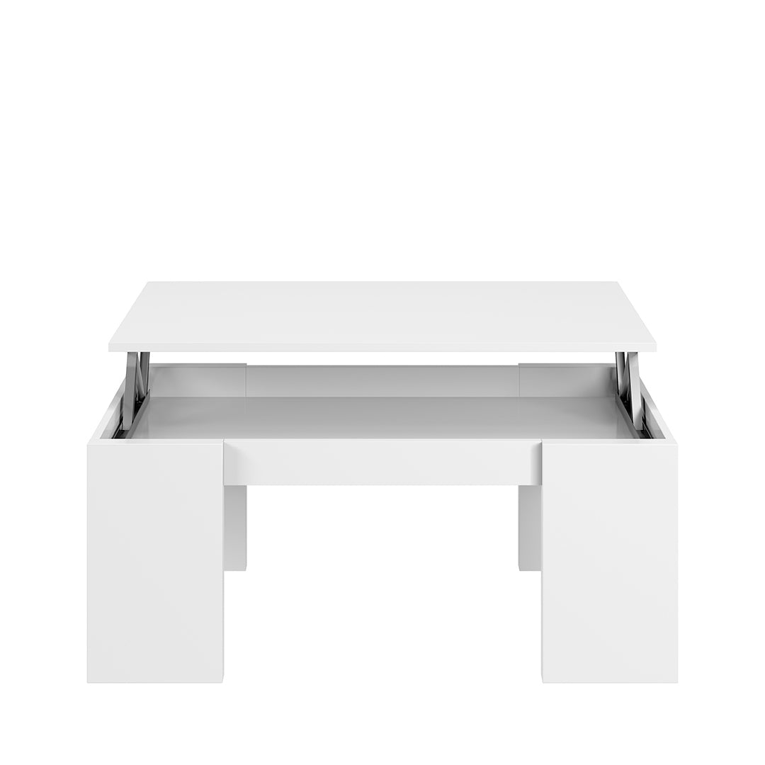 MESA CENTRO ELEVABLE 100X43X50 CM BLANCO BRILLO