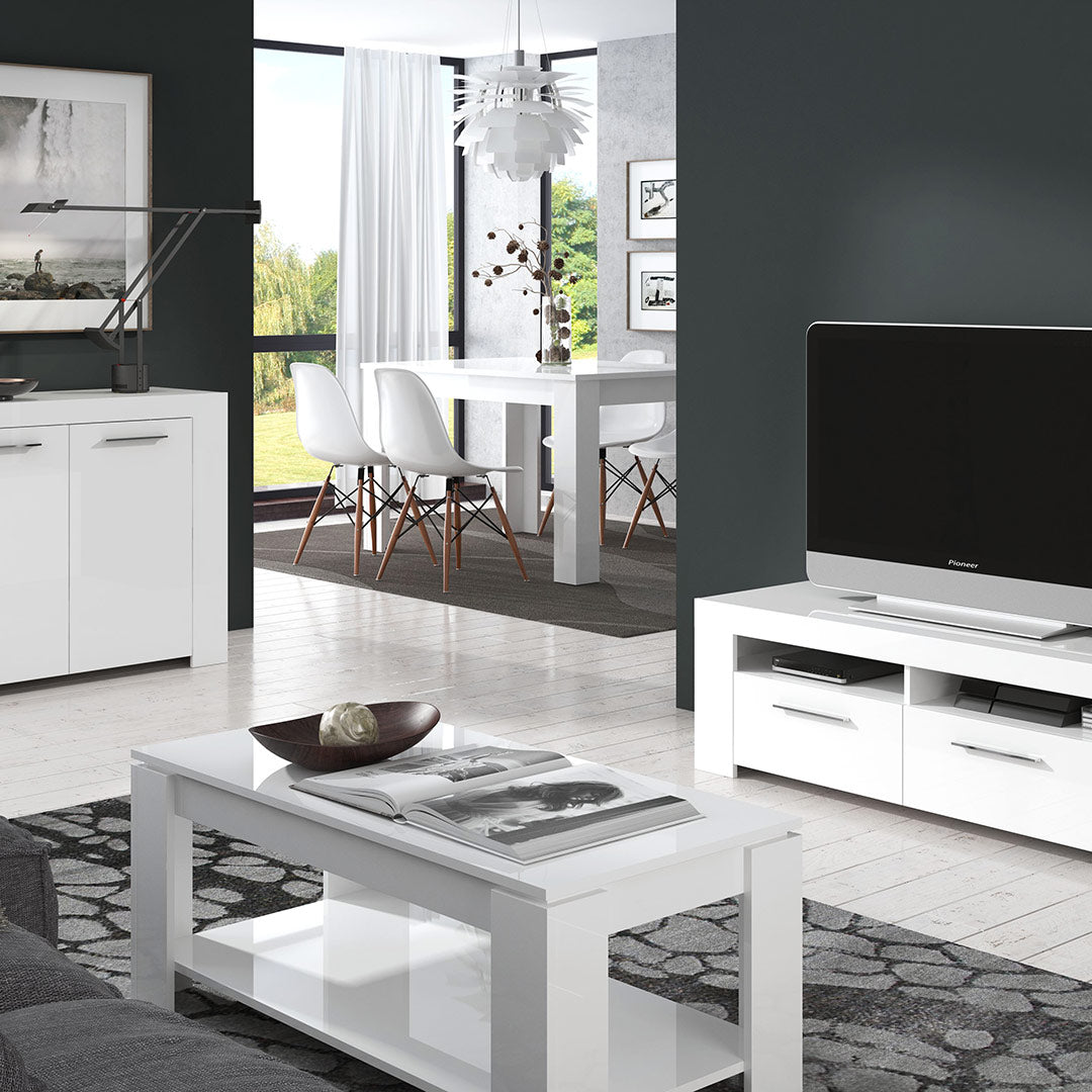 Table basse relevable 102x43x50cm Blanc Artik