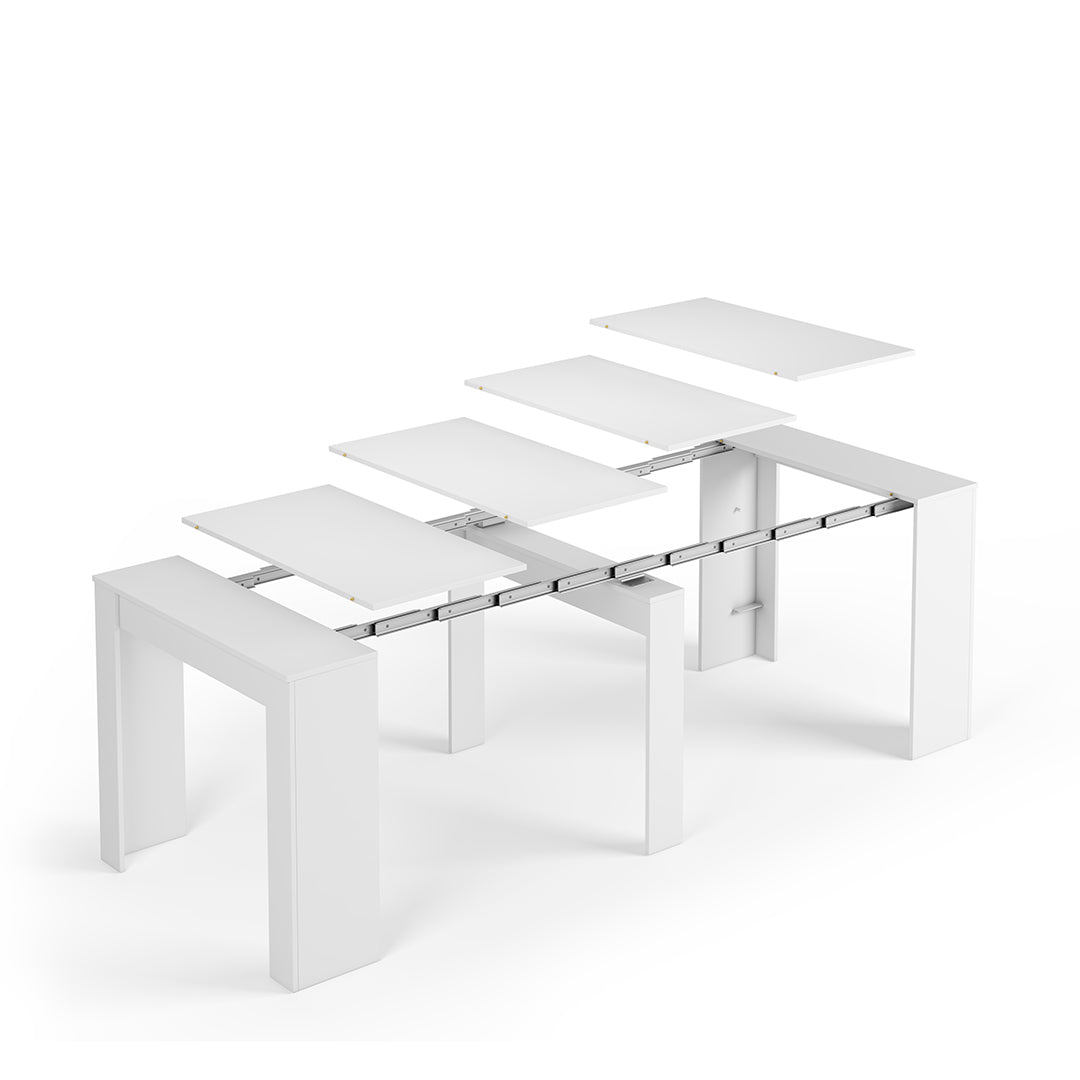 TABLE DE SALLE À MANGER EXTENSIBLE 90X50-237 CM BLANC BRILLANT