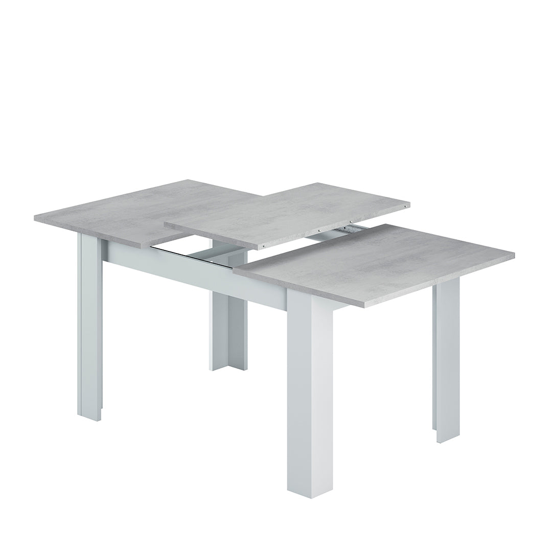 TABLE DE SALLE À MANGER EXTENSIBLE 90X140-190CM CIMENT/BLANC ARTIK