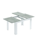 TABLE DE SALLE À MANGER EXTENSIBLE 90X140-190CM CIMENT/BLANC ARTIK