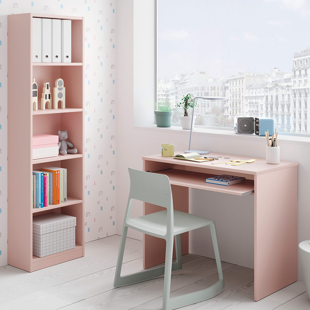 MESA ESCRITORIO CON BANDEJA 90x79x54CM ROSA