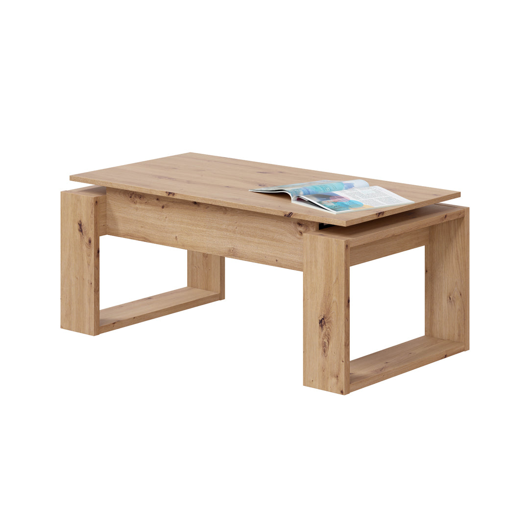 Mesa centro elevable 45x105x55 cm roble nodi