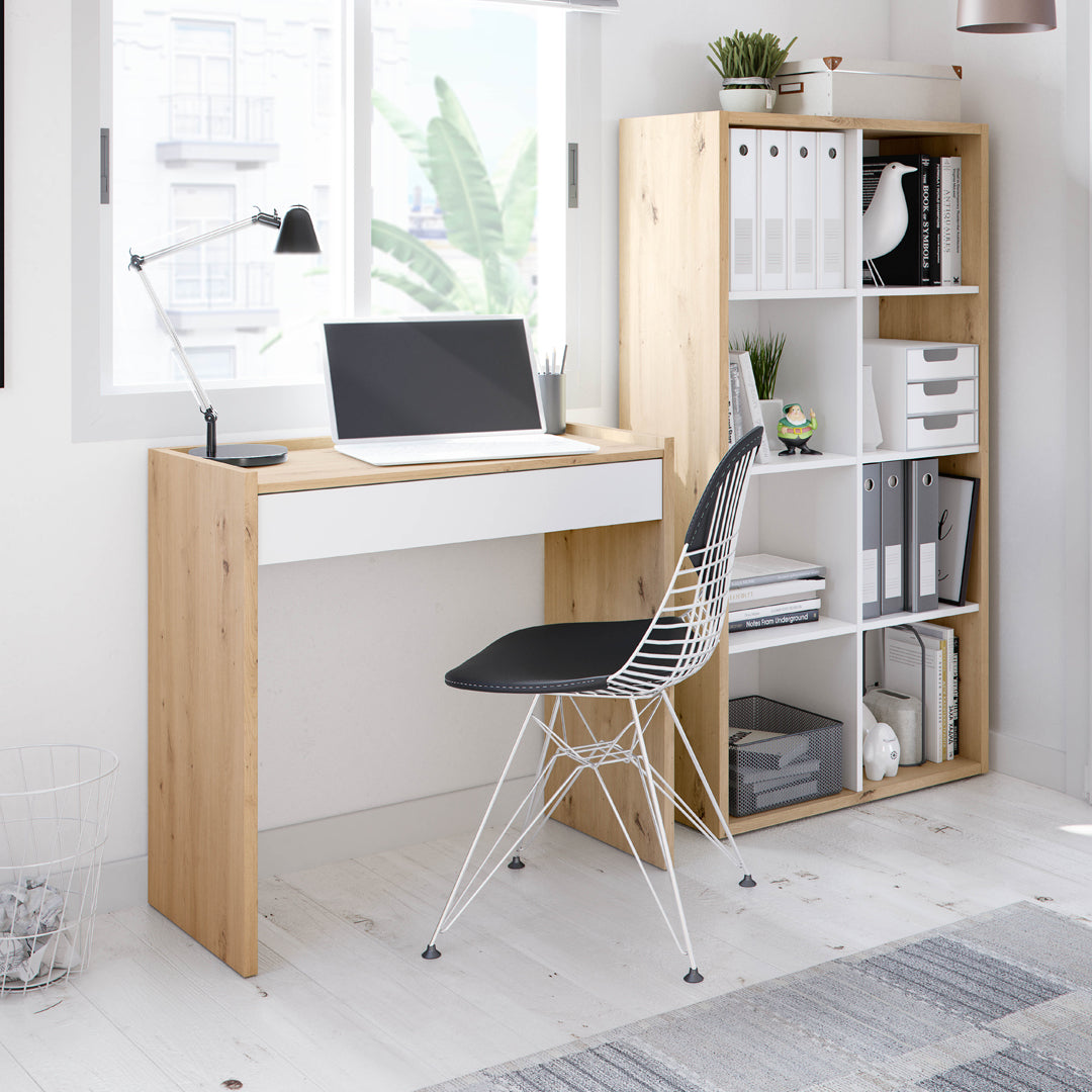 Scrivania Noa 77x81,5x40 cm bianco artik e rovere nodi