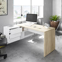 Bureau réversible 73 x 145 x 102 cm blanc Artik et chêne