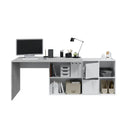 Bureau 74x136x139 cm blanc artik et ciment