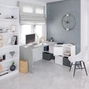 Bureau 74x136x139 cm blanc artik et ciment