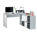 Bureau 74x136x139 cm blanc artik et ciment