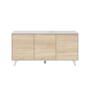 Buffet de salon à 3 portes, 75 x 154 x 41 cm, blanc brillant/chêne