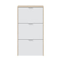Meuble à chaussures 3 portes 113 x 60 x 22 cm chêne/blanc brillant