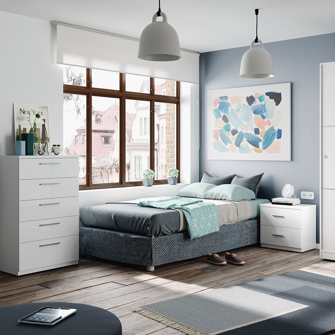 COMODINO CON 2 CASSETTI 38X45X33 CM BIANCO LUCIDO