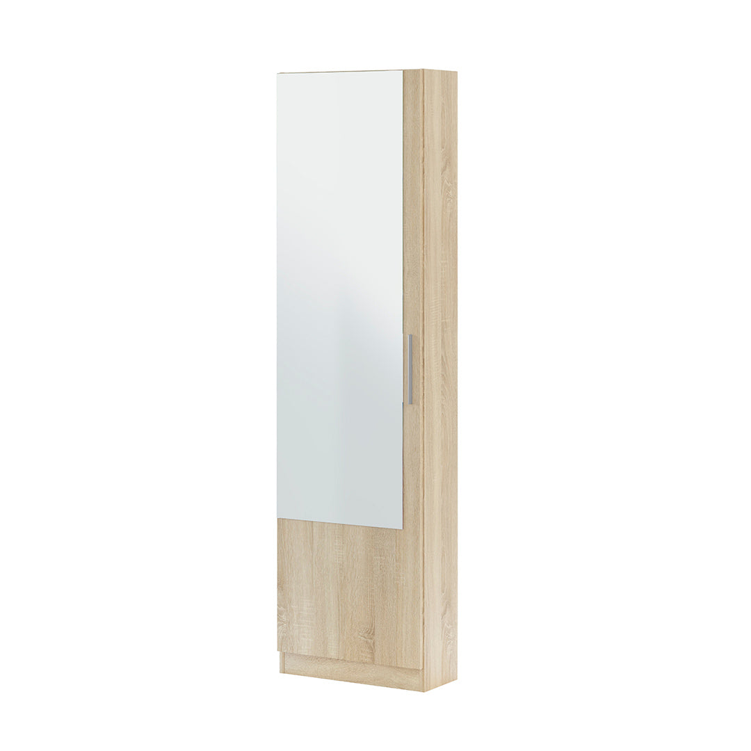 Scarpiera da terra con specchio, 50x180x22cm, rovere canadese