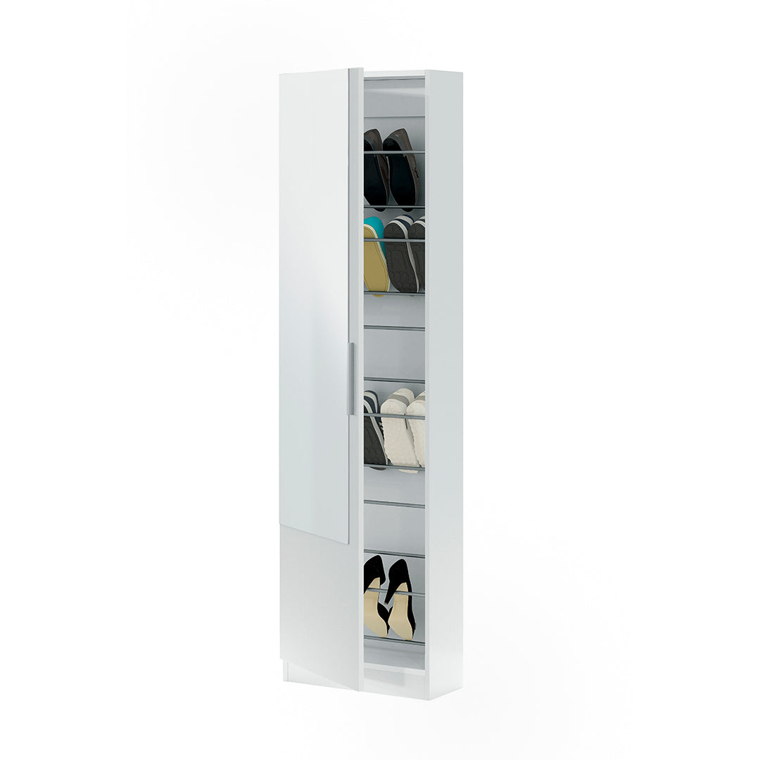 Scarpiera da terra con specchio 50x180x22cm bianco Artik