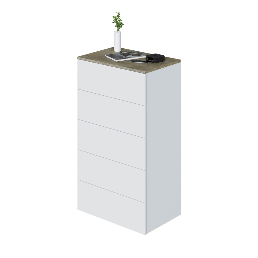 COMODA 5 CAJONES AIKOS 109X61X40 CM BLANCO ARTIK / ROBLE ALASKA