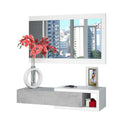 Meuble d'entrée avec miroir NOON 19X95X26 CM Blanc Artik / Ciment