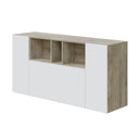 Credenza Loire a 3 ante, 76x150x41 cm, rovere Alaska e bianco artico