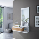 Meuble d'entrée Lia tiroir et miroir 116x81x29 cm chêne nodi et artik blanc