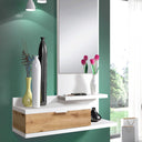 Meuble d'entrée Lia tiroir et miroir 116x81x29 cm chêne nodi et artik blanc