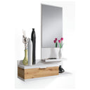Meuble d'entrée Lia tiroir et miroir 116x81x29 cm chêne nodi et artik blanc
