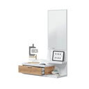Meuble d'entrée Lia tiroir et miroir 116x81x29 cm chêne nodi et artik blanc