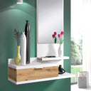 Meuble d'entrée Lia tiroir et miroir 116x81x29 cm chêne nodi et artik blanc