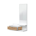 Meuble d'entrée Lia tiroir et miroir 116x81x29 cm chêne nodi et artik blanc