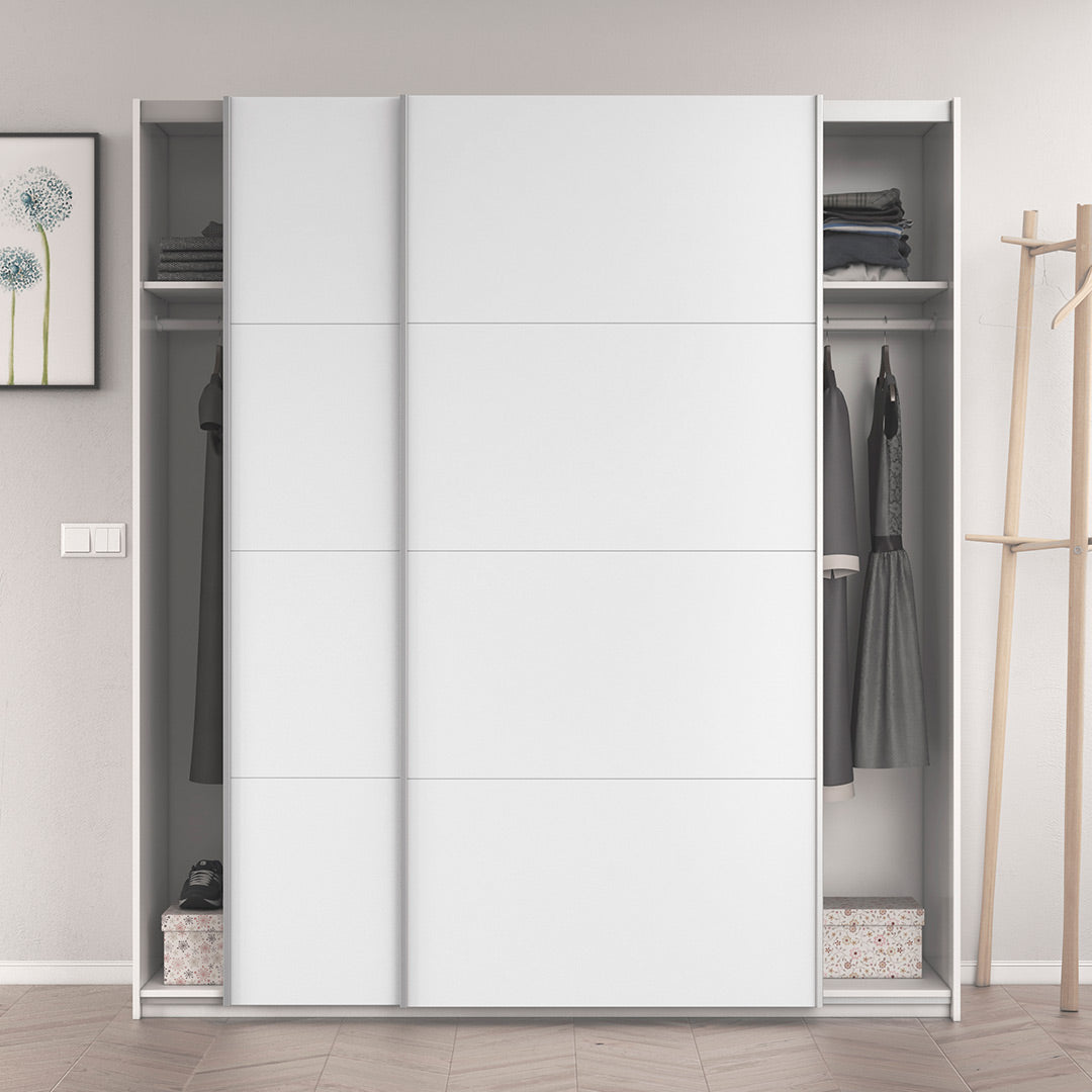 ARMADIO SCORREVOLE 2 ANTE 180X200X63 CM BIANCO LUCIDO