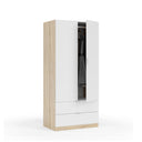 ARMADIO 2 ANTE CON 2 CASSETTI 80X181X52 CM ROVERE CANADESE/BIANCO ARTIK