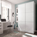 ARMARIO 2 PUERTAS CORREDERAS ANCHAS 120X210X50 CM BLANCO BRILLO