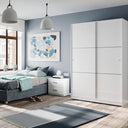 Armadio con 2 ampie ante scorrevoli, 120x210x50 cm, bianco lucido