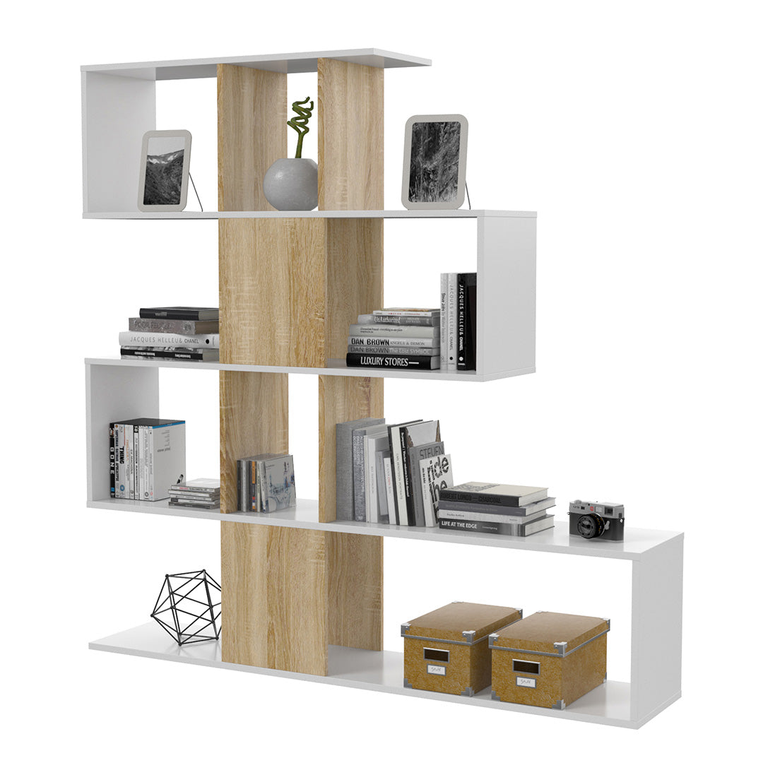 ESTANTERIA 145X145X29 CM BLANCO ARTIK/ROBLE CANADIAN 
