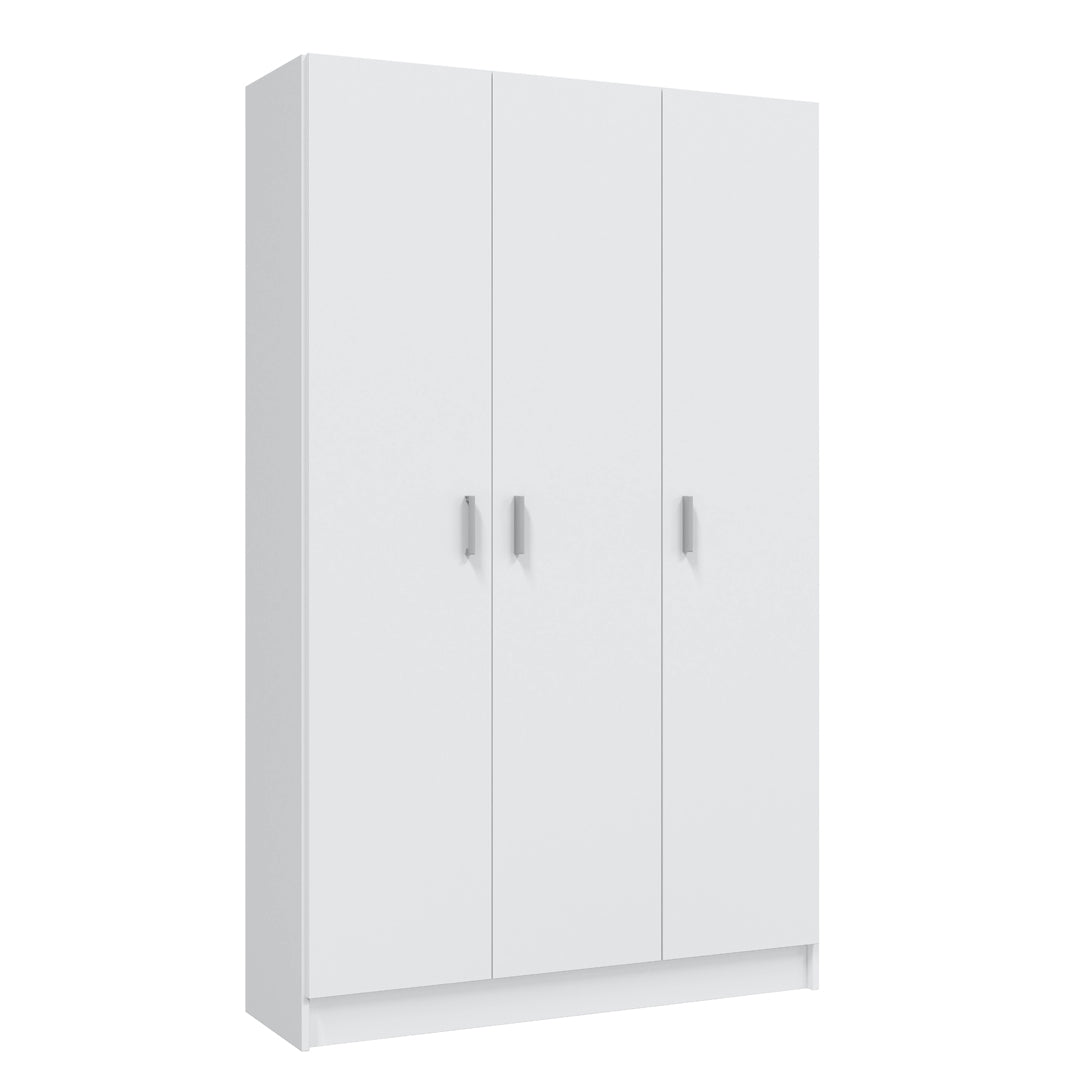 Armário para vassouras com 3 portas, 180x188x37 cm, branco