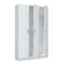 Armário para vassouras com 3 portas, 180x188x37 cm, branco