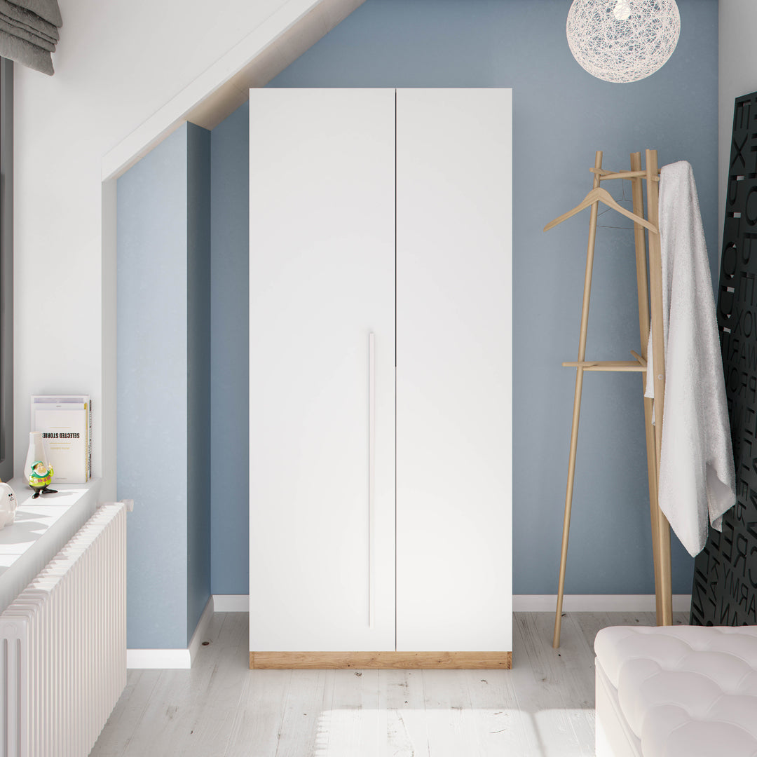 NOA WARDROBE TWO DOORS 200X90X52 CM WHITE ARTIK AND OAK NODI 