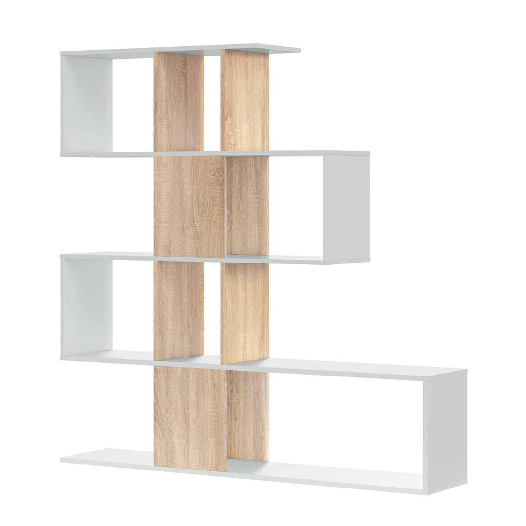 Étagère 145 x 80 x 28 cm en bois d'artichaut blanc et chêne canadien