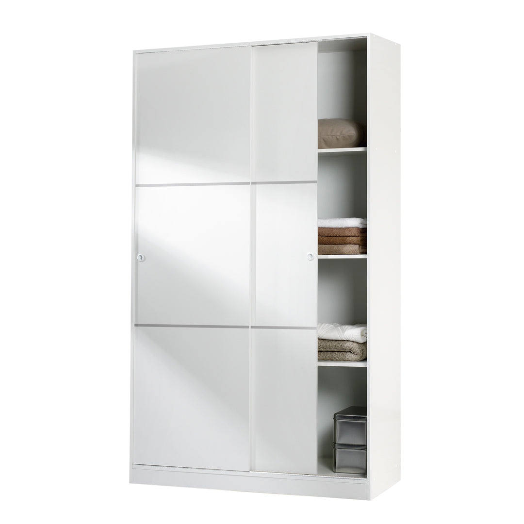 Roupeiro Max com 2 portas de correr, 200x120x50 cm, branco brilhante
